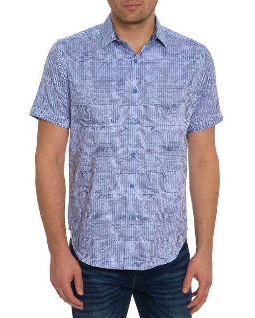Robert Graham Rum Swizzle Stretch Print Short Sleeve Button-Up Shirt in at