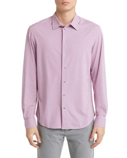 Emporio Armani Geo Print Stretch Button-Up Shirt in at