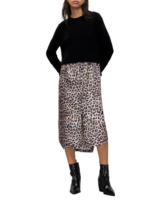 AllSaints Angelina Leopard Print Long Sleeve Sweater and Sleeveless Dress Set in at