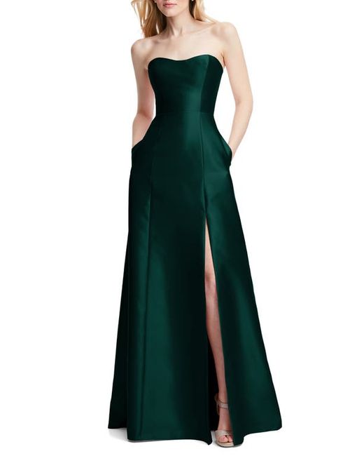 Alfred Sung Strapless Satin A-Line Gown in at