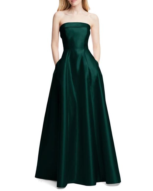 Alfred Sung Strapless Cuff Satin Gown in at
