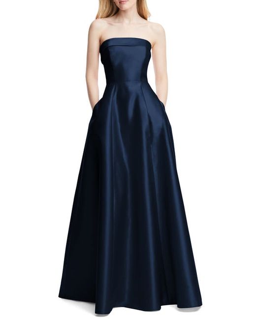 Alfred Sung Strapless Cuff Satin Gown in at
