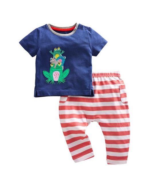 Mini Boden Frogs Appliqué Cotton Graphic Tee Striped Leggings Set in at