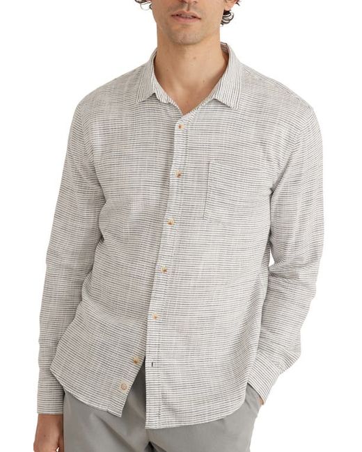 Marine Layer Stripe Stretch Cotton Button-Up Shirt in Natural at