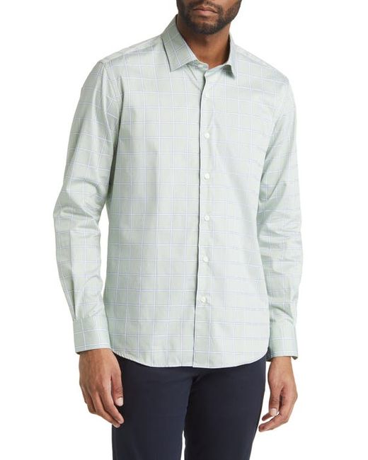 Scott Barber Luxury Textured Windowpane Button-Up Shirt in at