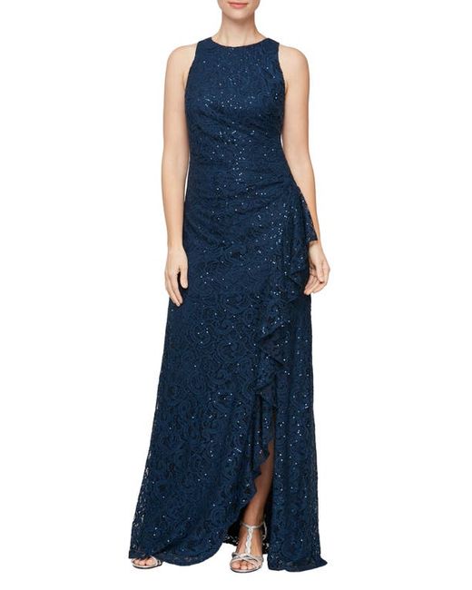 Alex Evenings Ruffle Sequin Lace Gown in at