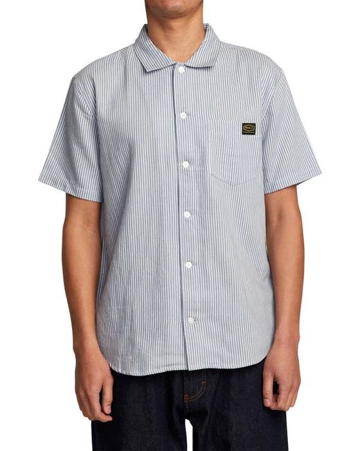 Rvca Dayshift Stripe Cotton Short Sleeve Button-Up Shirt in at