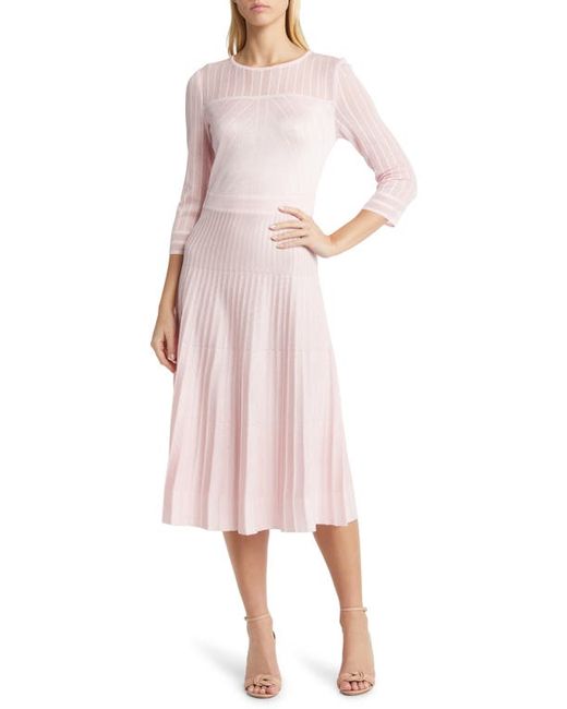 Misook Geometric Pleated Long Sleeve Dress in at