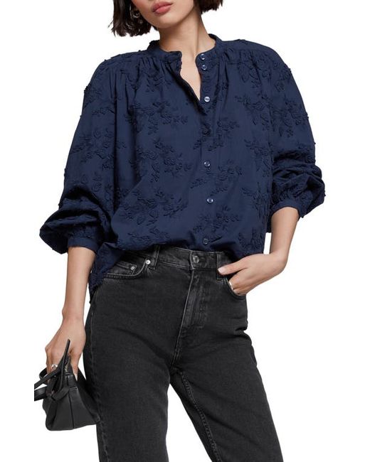Other Stories Band Collar Cotton Blouse in at