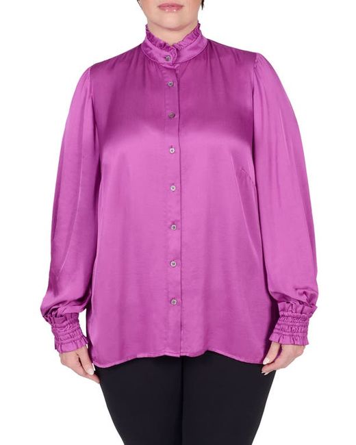 Mayes NYC Torie Ruffle Collar Satin Blouse in at