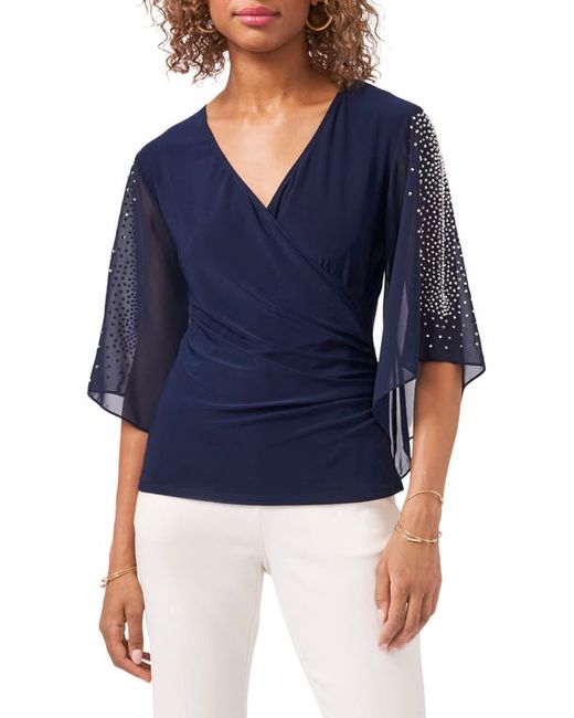 Chaus Embellished Sleeve Surplice Blouse in at