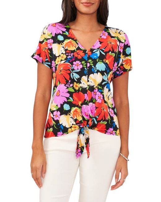 Chaus Floral V-Neck Tie Front Top in at