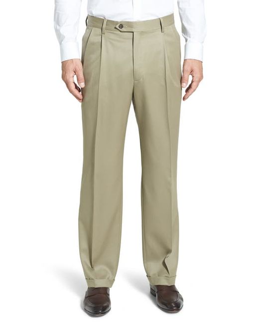 Berle Pleated Classic Fit Wool Gabardine Dress Pants in at