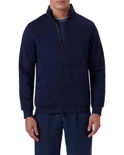 Bugatchi Cotton Blend Zip-Up Knit Jacket in at