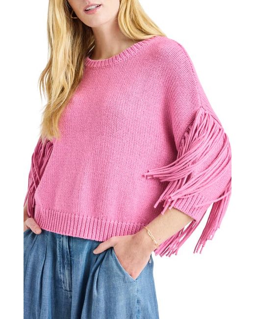 Splendid Savina Fringe Sleeve Cotton Sweater in at