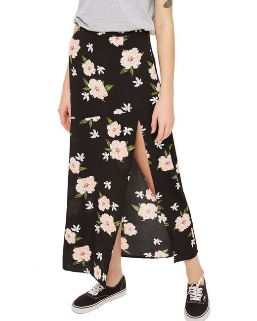 TopShop Split Floral Maxi Skirt in at