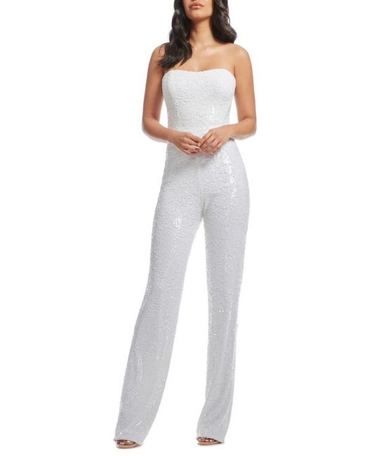 Dress the population Andy Sequin Strapless Jumpsuit in at