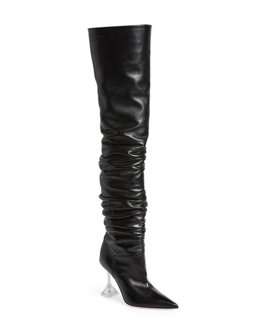 Amina Muaddi Olivia Glass Pointed Toe Over the Knee Boot in at