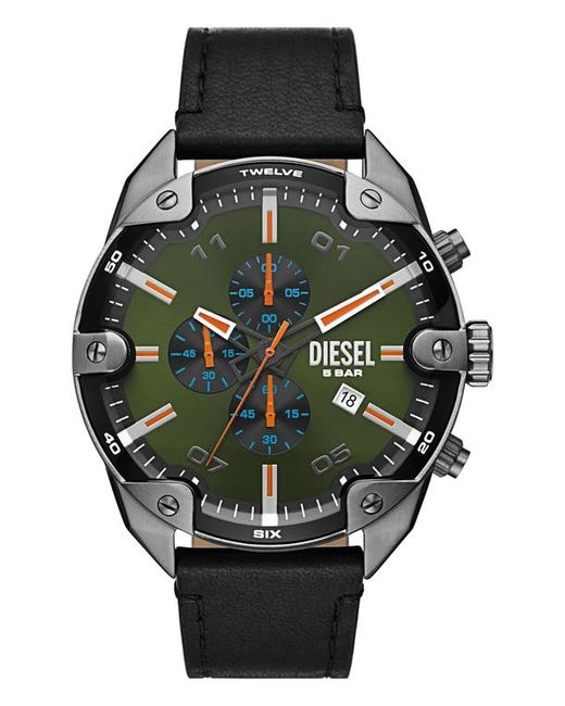 Diesel® DIESEL Spiked Leather Strap Chronograph 49mm in Gunmetal at