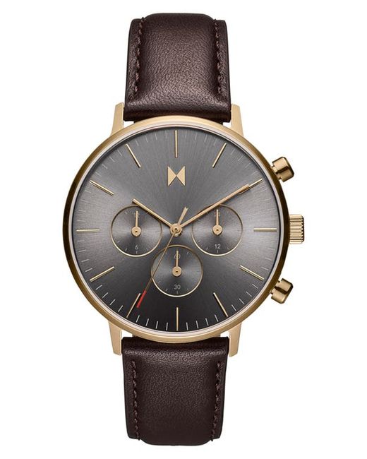 Mvmt Watches Legacy Traveler Chronograph Leather Strap Watch 42mm in at