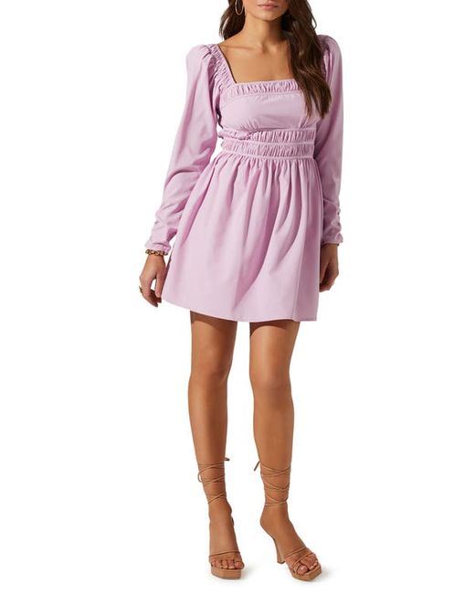 ASTR the Label Cinched Waist Long Sleeve Minidress in at