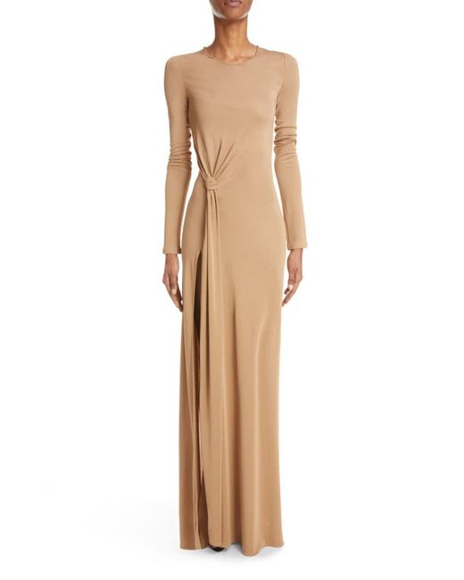 Saint Laurent Twist Front Long Sleeve Jersey Gown in at