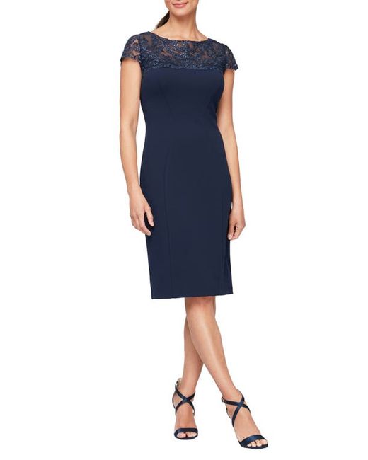 Alex Evenings Sequin Lace Illusion Yoke Cocktail Dress in at