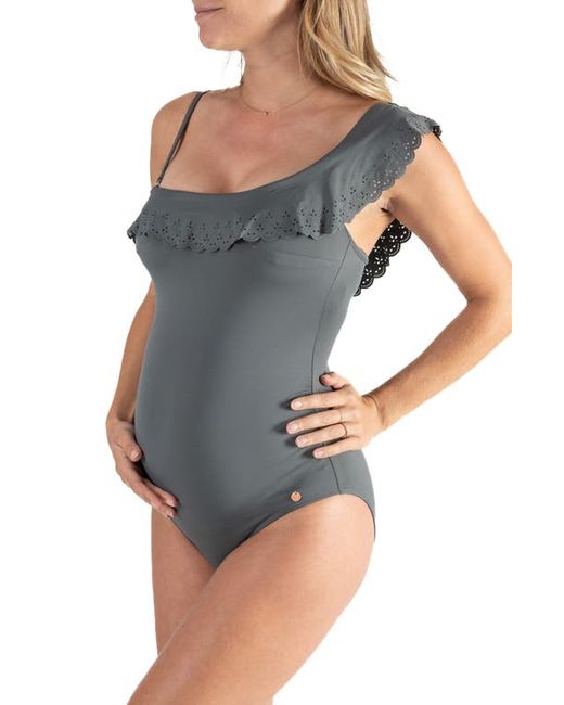 Cache Coeur Bloom One-Shoulder One-Piece Maternity Swimsuit in at