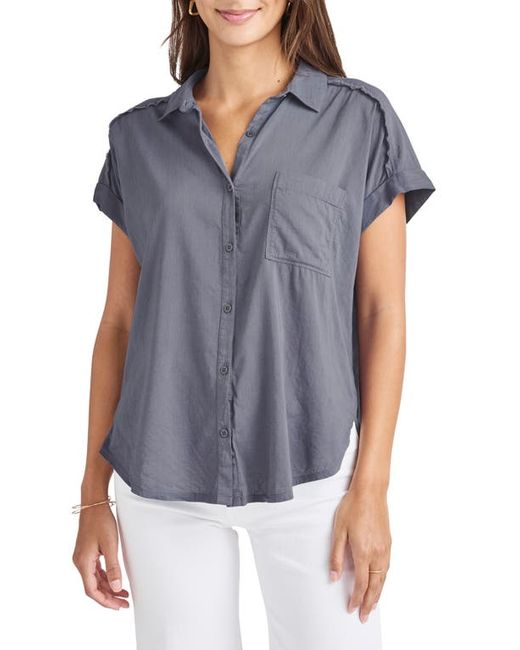 Splendid High-Low Cotton Blend Button-Up Shirt in at