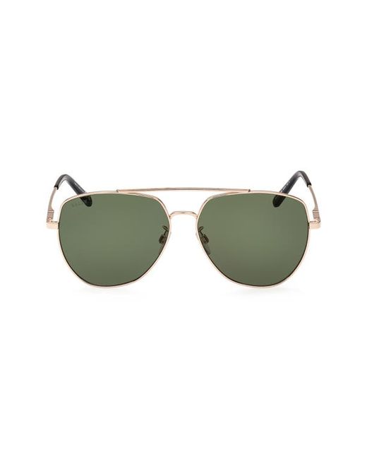Bally 60mm Aviator Sunglasses in Shiny Rose Gold Green at