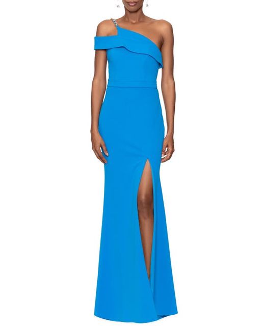 Xscape One-Shoulder Scuba Crepe Mermaid Gown in at
