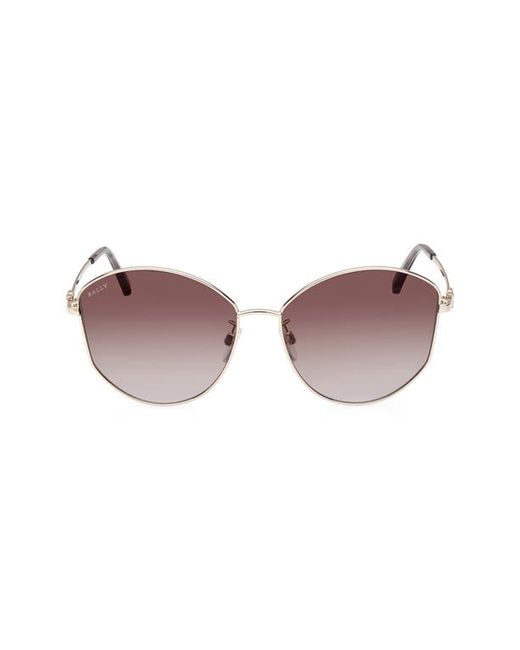Bally 61mm Butterfly Sunglasses in Gold Gradient Bordeaux at