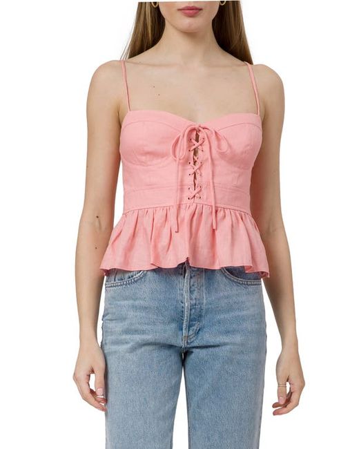 Wayf Lace Up Linen Bustier Top in at