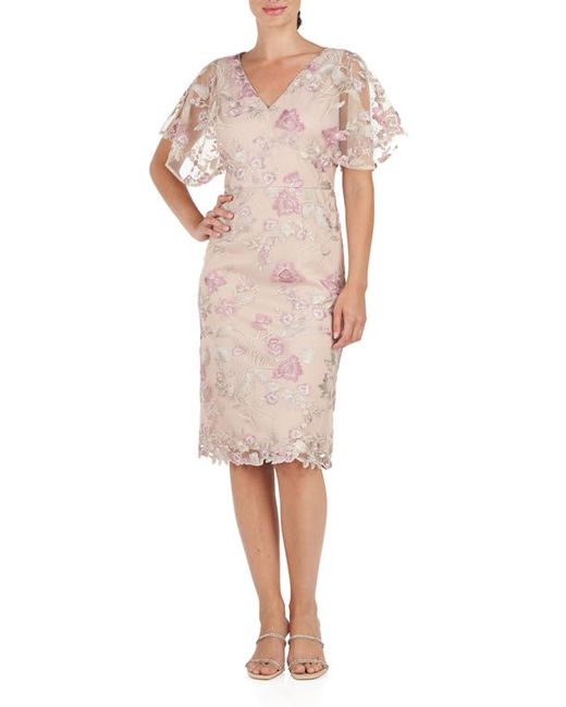 JS Collections Blake Floral Cocktail Sheath Dress in Mauve at