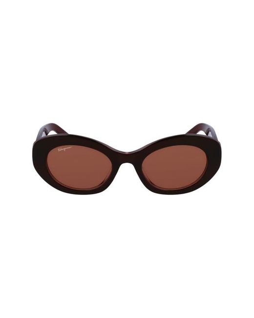 Ferragamo 53mm Polarized Oval Sunglasses in Nude at