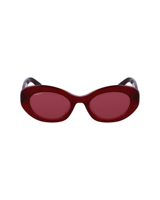 Ferragamo 53mm Polarized Oval Sunglasses in Burgundy/Rose at