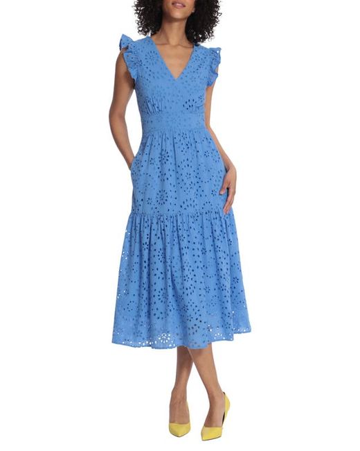 Maggy London Cotton Eyelet Tiered Midi Dress in at