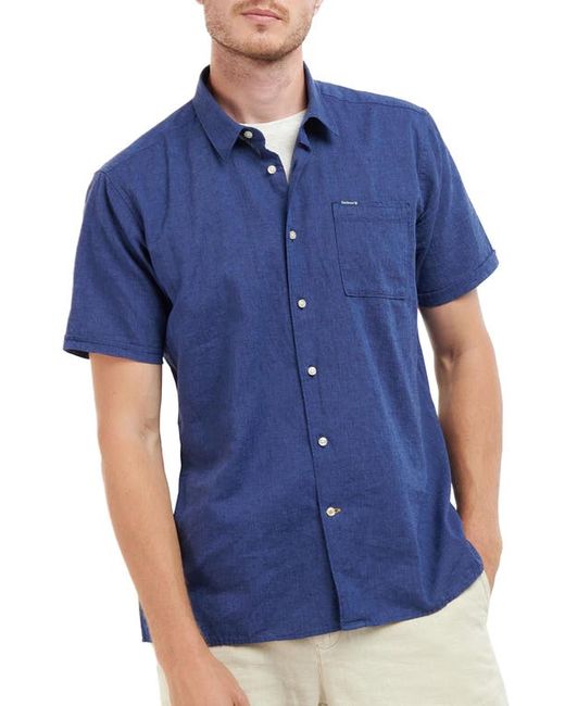 Barbour Nelson Solid Linen Cotton Short Sleeve Button-Up Shirt in at