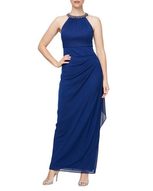 Alex Evenings Embellished Ruched Column Gown in Electric at