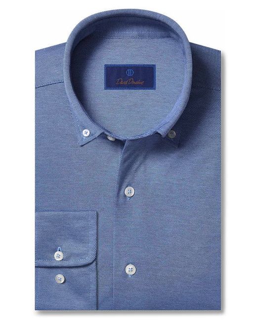 David Donahue Regular Fit Solid Cotton Button-Down Shirt in Navy/Sky at