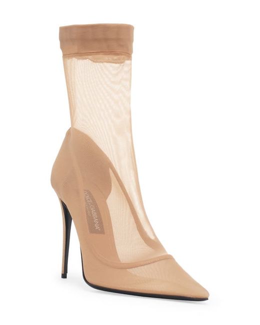 Dolce & Gabbana Pointed Toe Tulle Sock Bootie in at
