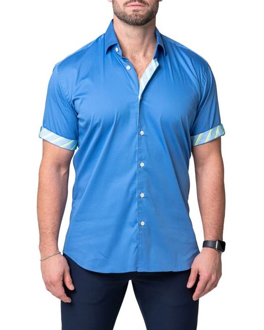 Maceoo Galileo Sleek Short Sleeve Contemporary Fit Button-Up Shirt at