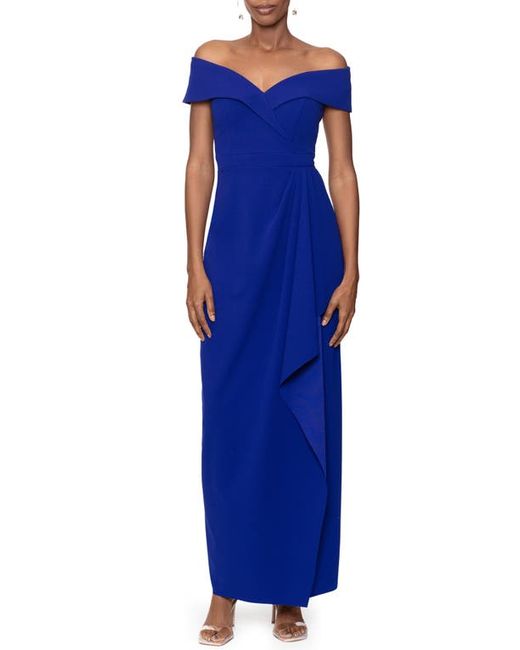 Xscape Off the Shoulder Scuba Evening Gown in at