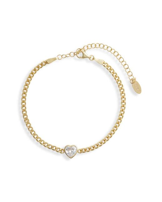 Shymi Fancy Shape Cubic Zirconia Curb Chain Bracelet in Gold/heart at