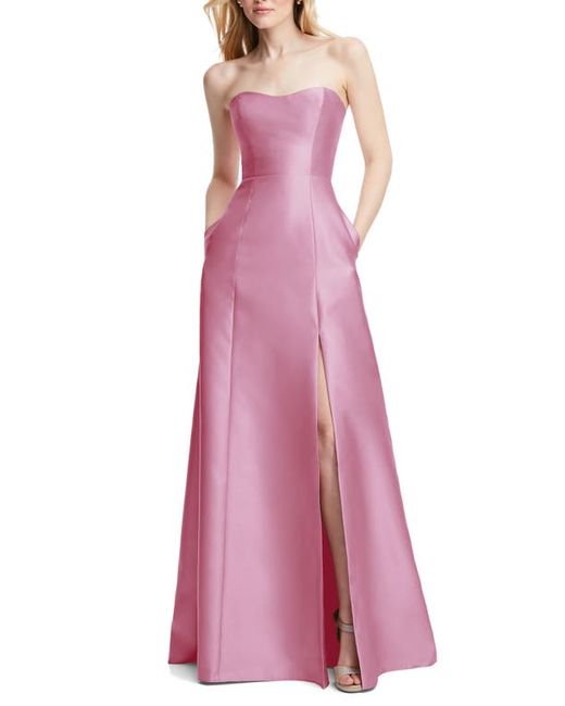 Alfred Sung Strapless Satin A-Line Gown in at