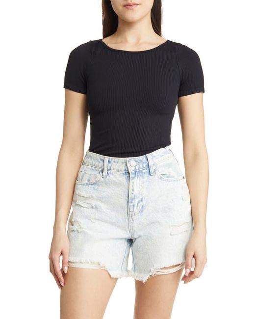 Free People XYZ Scoop Neck Crop Rib T-Shirt in at