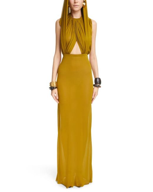 Saint Laurent Hooded Crepe Voile Jersey Gown in at
