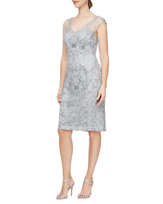 Alex Evenings Embroidered Sequin Sheath Dress in at
