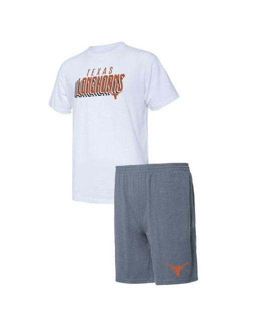 Concepts Sport White Texas Longhorns Downfield T-Shirt Shorts Set at