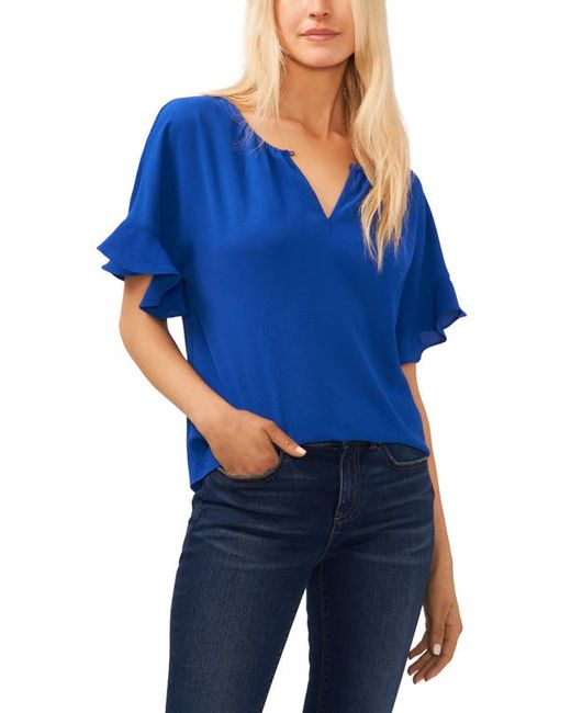Cece Ruffle Sleeve Crepe Blouse in at